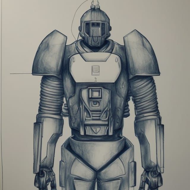 Warforged Construction Blueprint in Charcoal Style