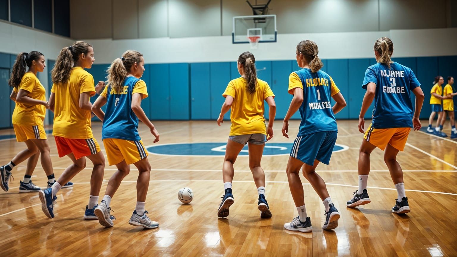 European Girls Play Basketball in Tense Game