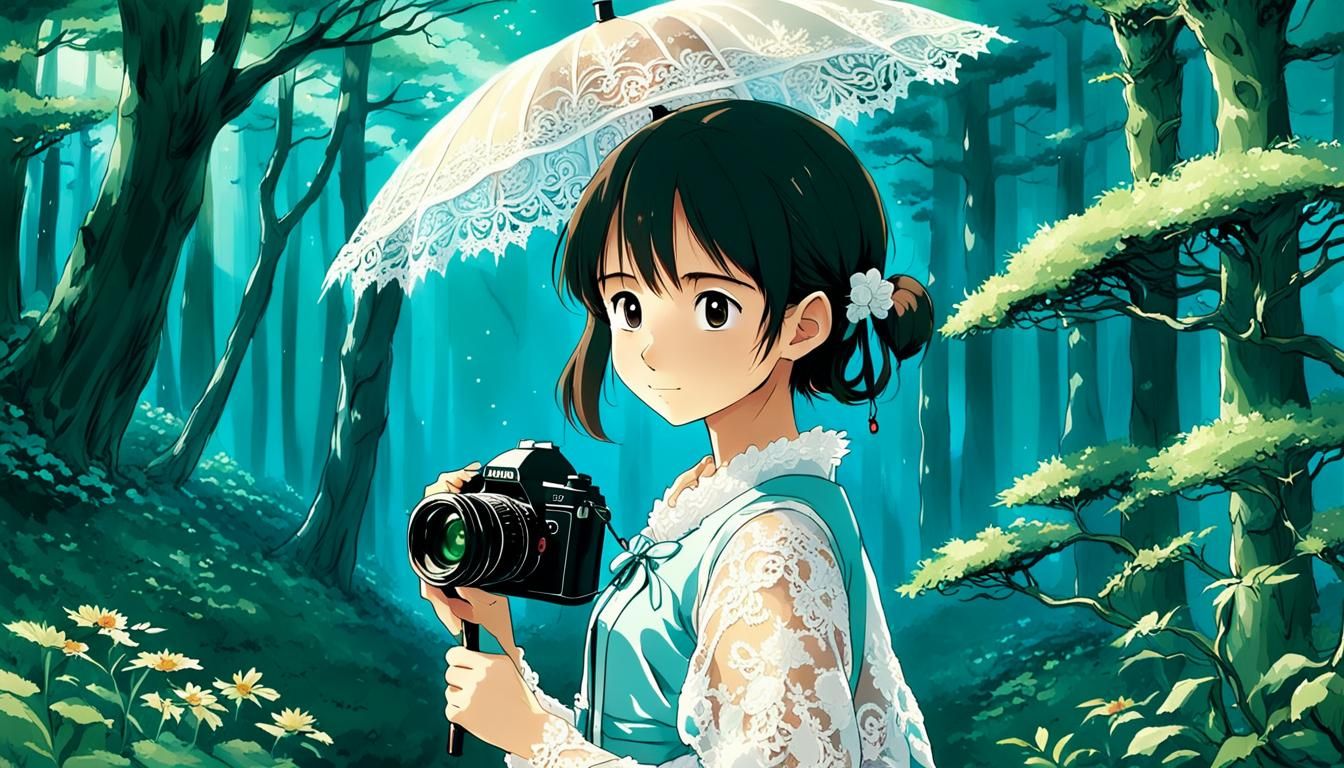 Anime Girl in Lace: Ghibli-Inspired Fashion Design