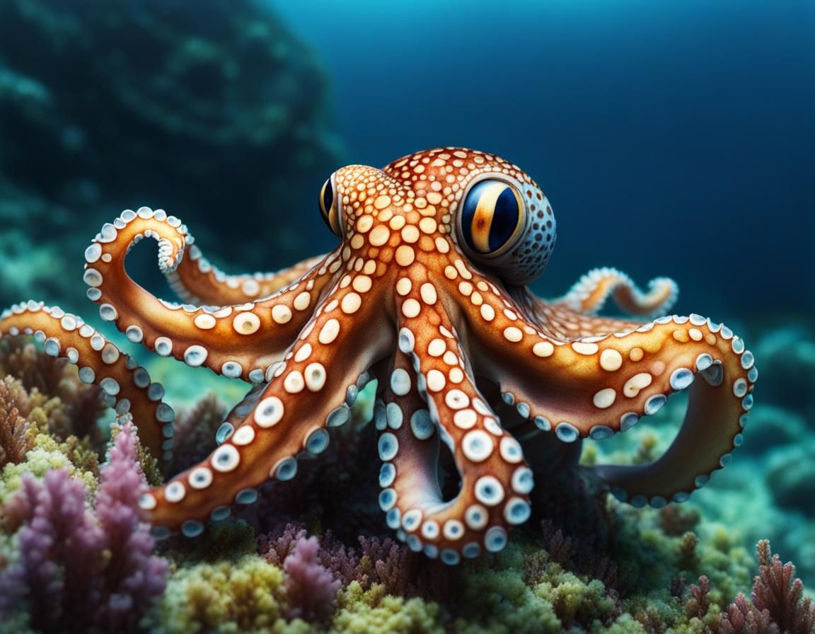 Watercolor Octopus with Pointillism in 4K