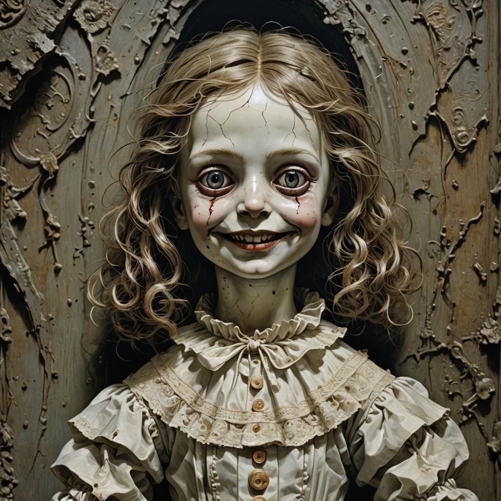 Eerie Doll with Cracked Porcelain Skin