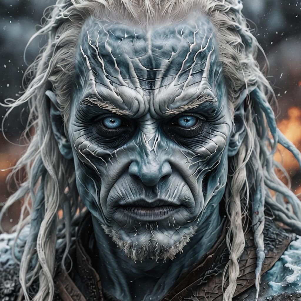 Hyperrealistic White Walker Splash Art Portrait