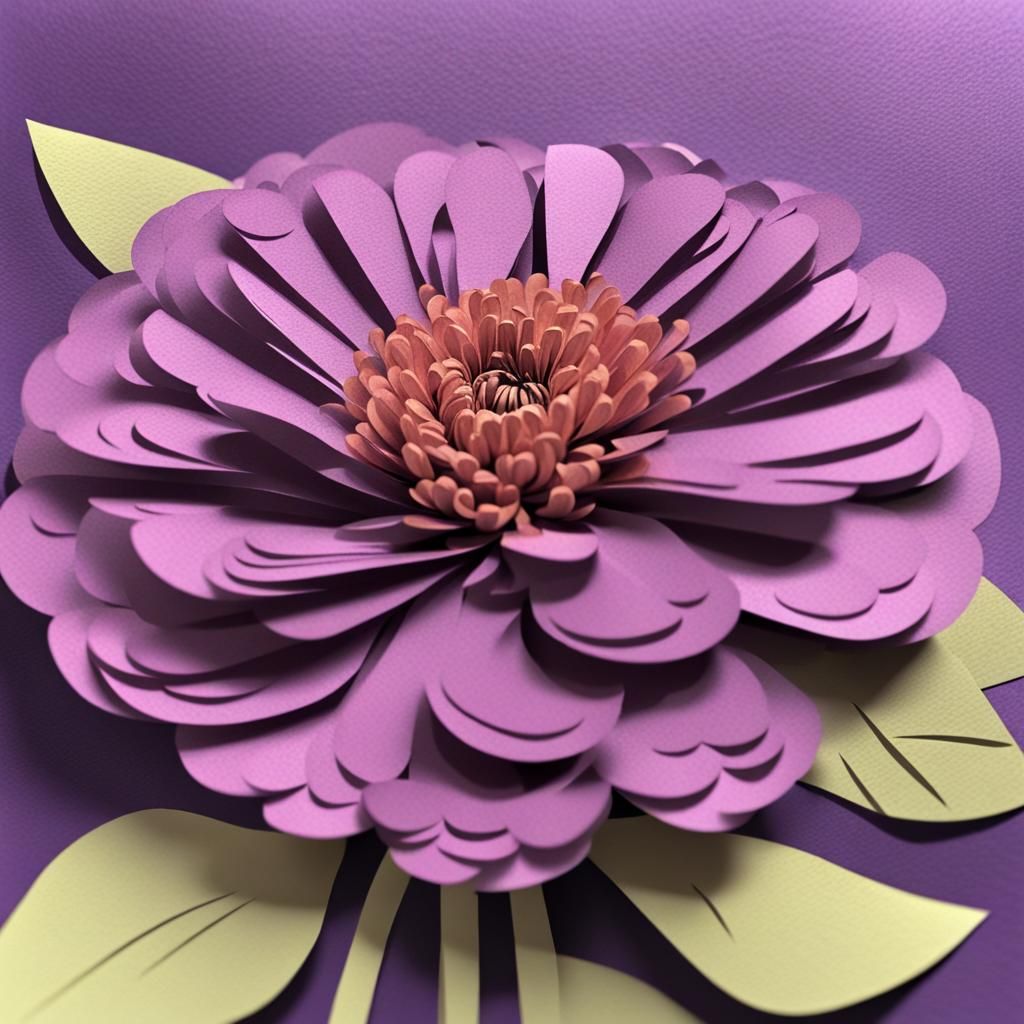 Purple Paper Zinnia in Junk Journal Style