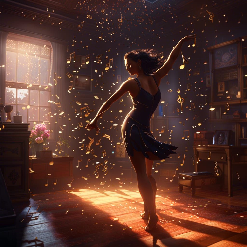 Salsa Dancer in Bedroom, Dark Fantasy Concept Art