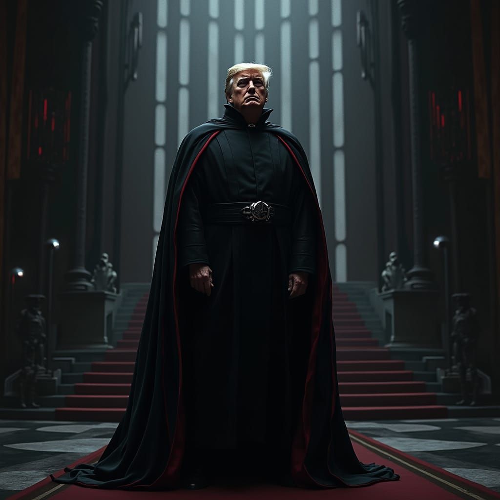 Ominous Figure in Throne Room Inspired by Futurism