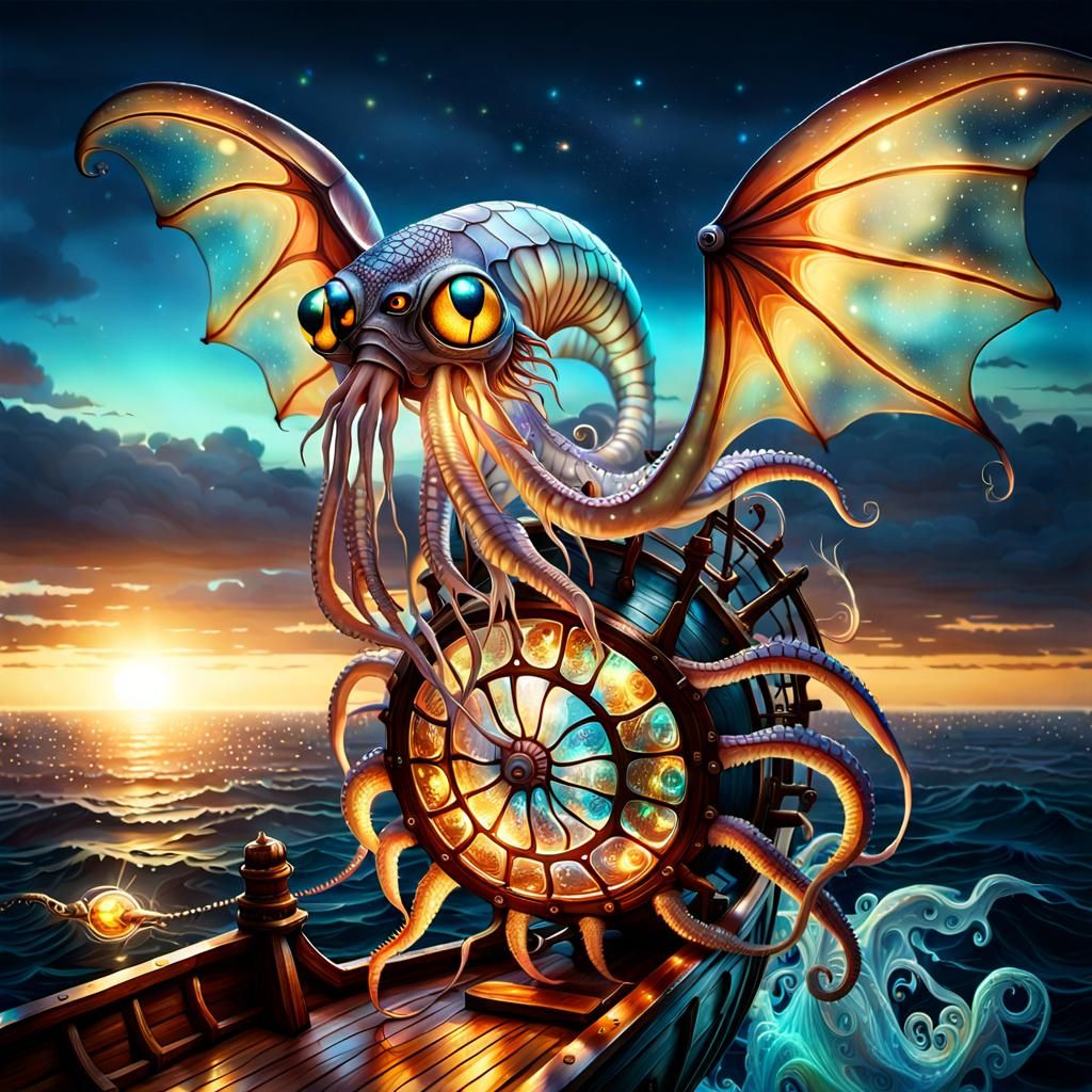 Iridescent Dragon on Pirate Ship