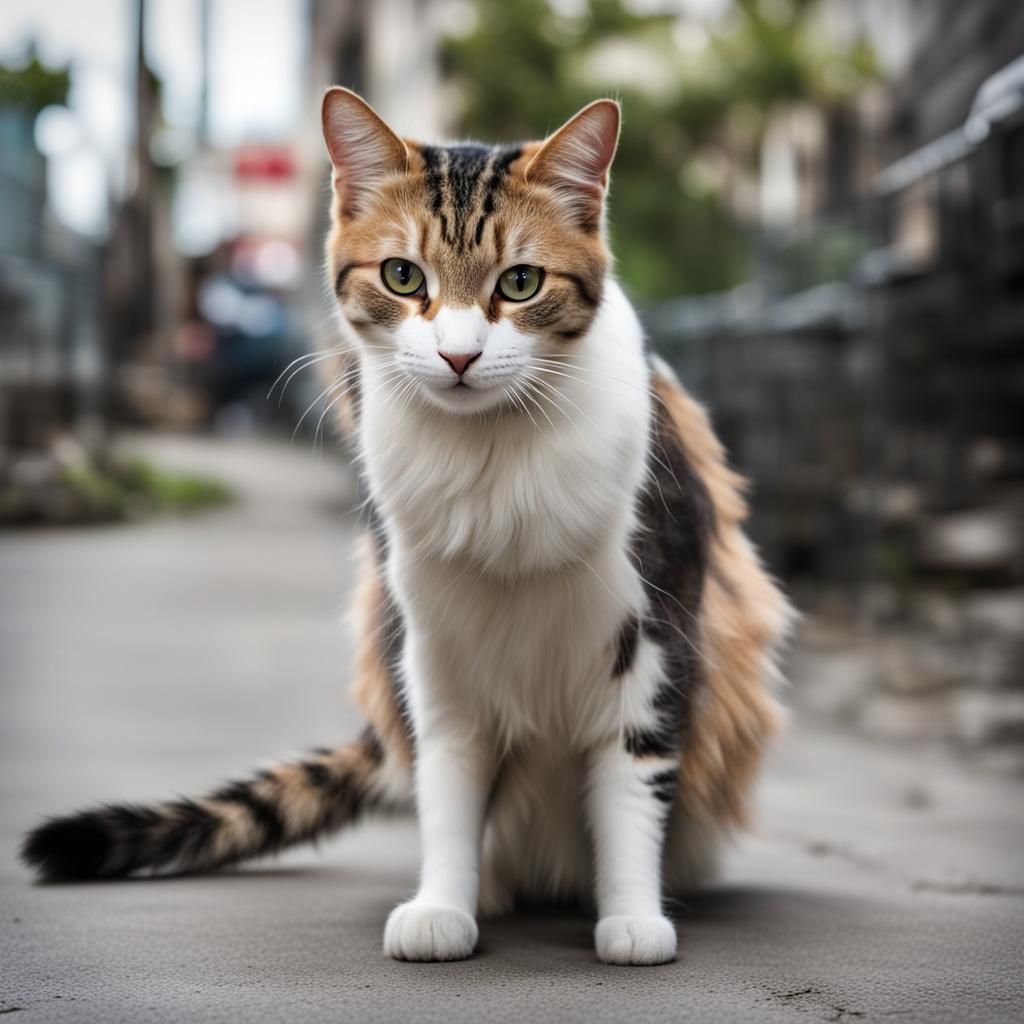 Distrustful Stray Cat Image
