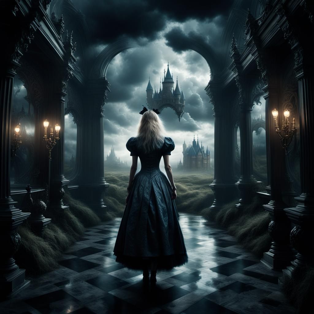 Gothic Punk Alice in Wonderland Digital Painting