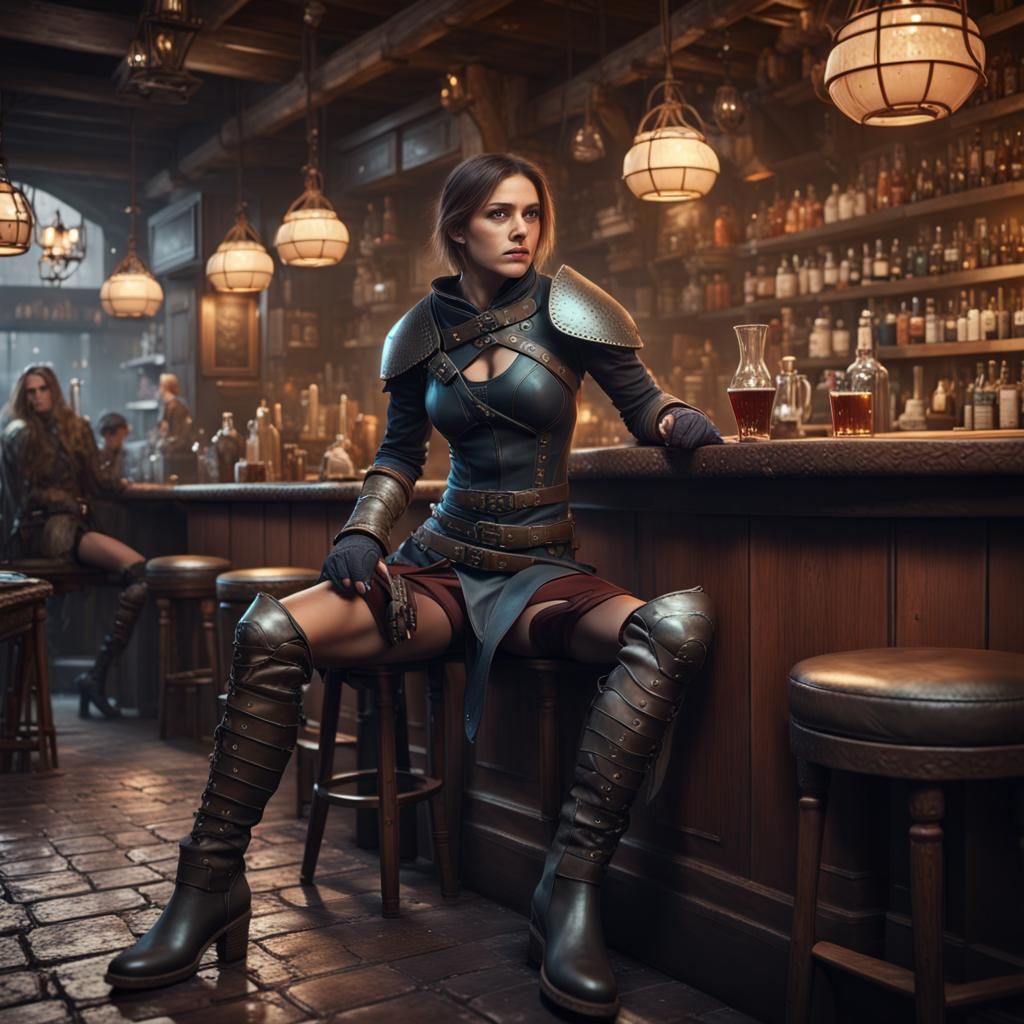 Female Thief in Bar: Fantasy Concept Art