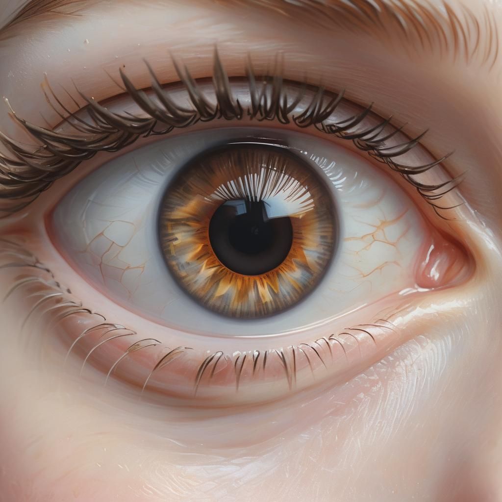 Macro Shot of a Brown Eye as Oil Painting