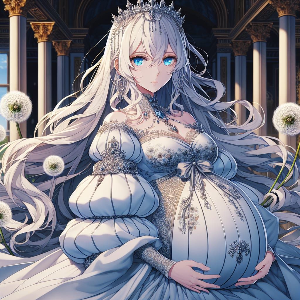 Pregnant Anime Queen in Meiji-Era Style Palace