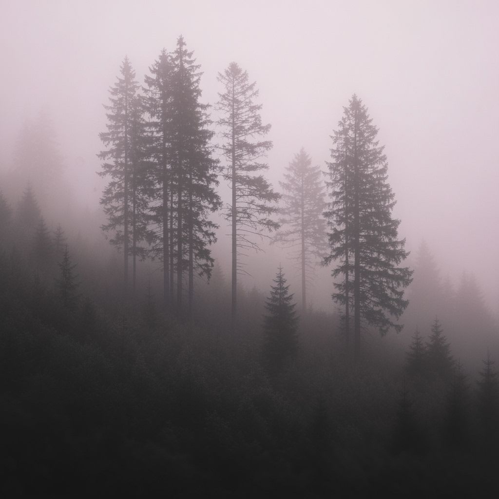 Mysterious Foggy Forest in Photogravure Style