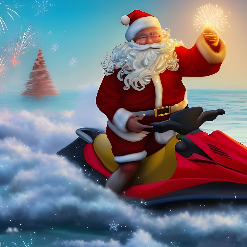 Summer fun: Santa also joins the 4th of July