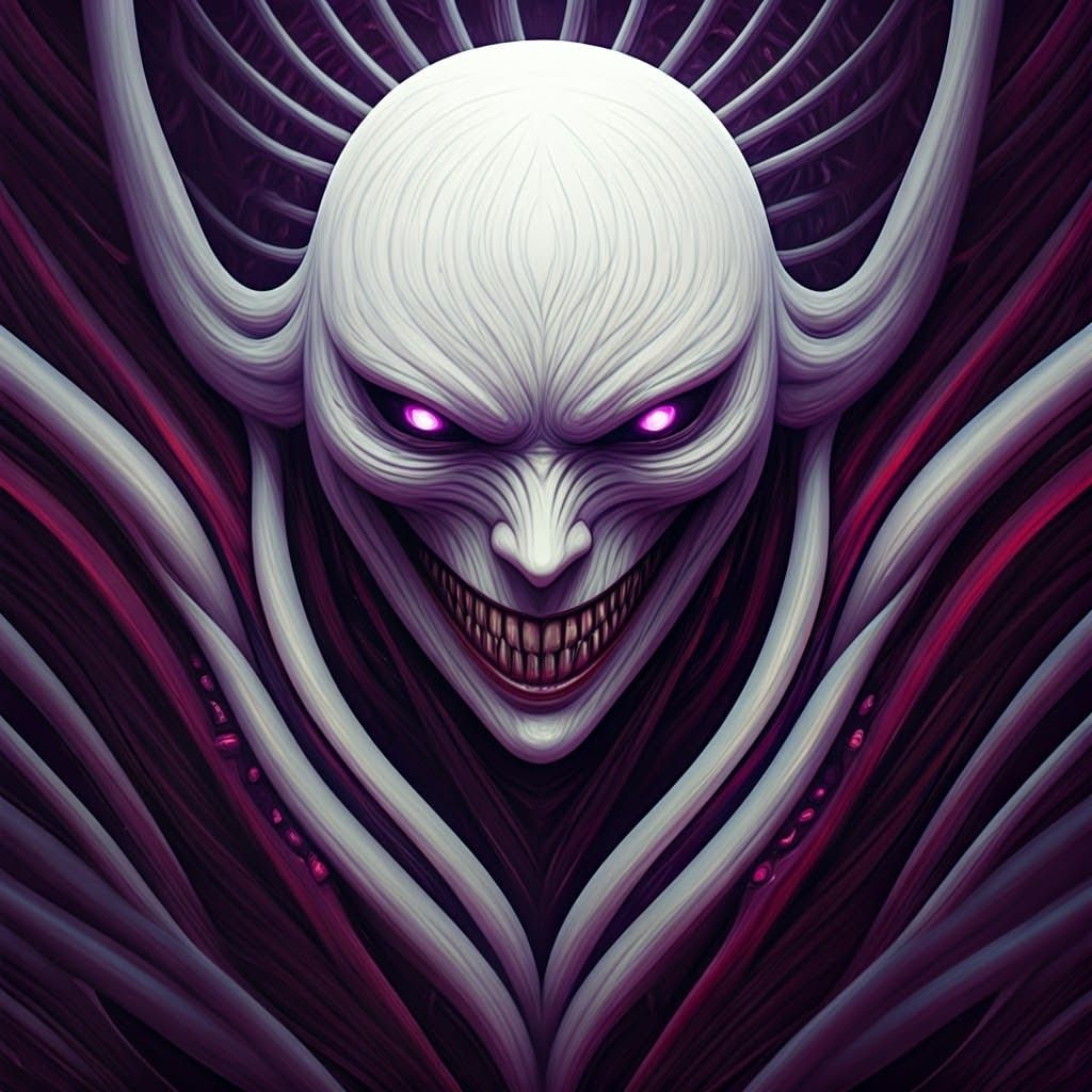 Nightmarish Cosmic Entity Fusion in Surrealist Style