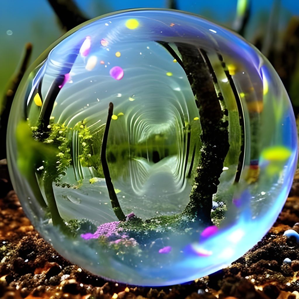 Surreal Underwater Morel Mushroom in Bubbles
