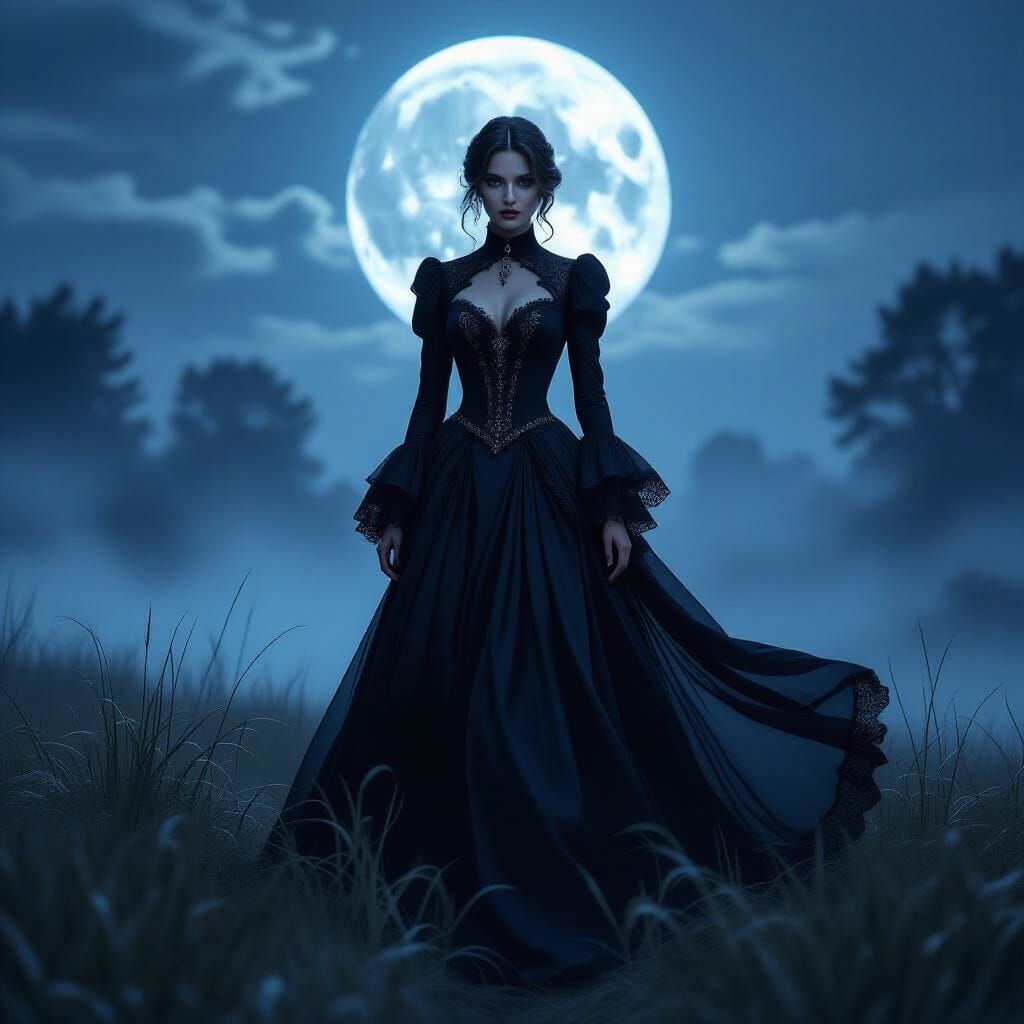 Victorian Gown in Ethereal Moonlight