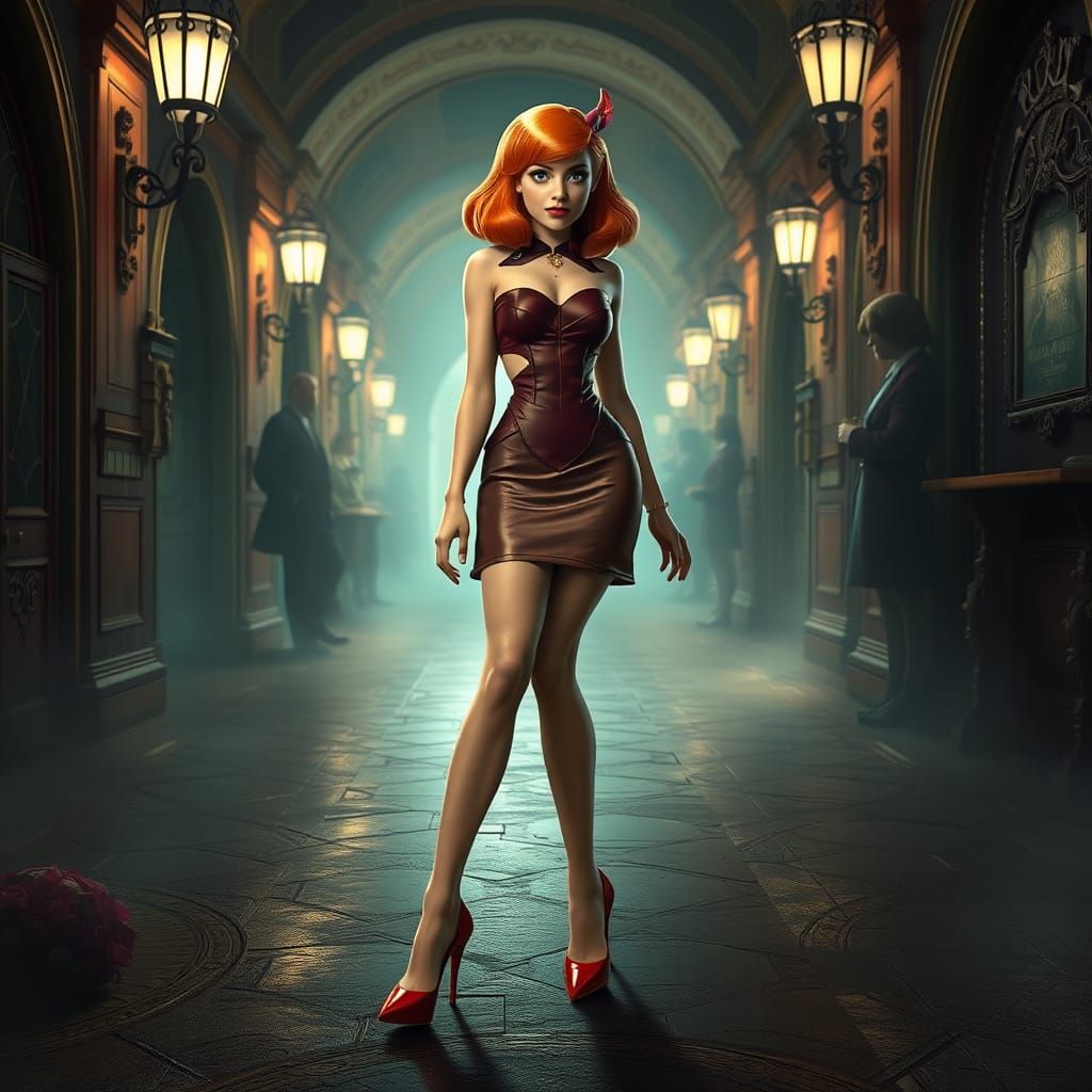 Daphne in High Heels: Hyperrealistic Cinematic Portrait