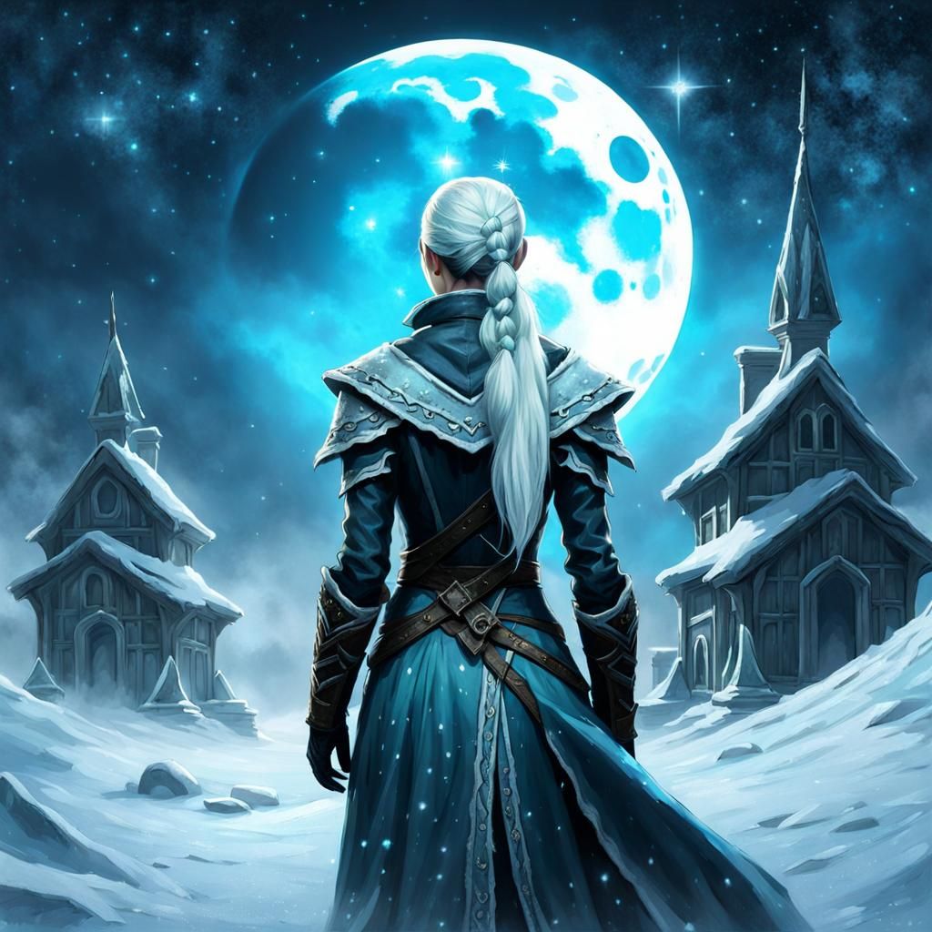 Sad Elven Ranger in Frozen, Ruined World