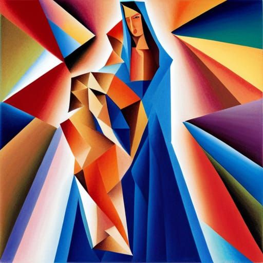 Virgin of Guadalupe in Abstract Cubism Style