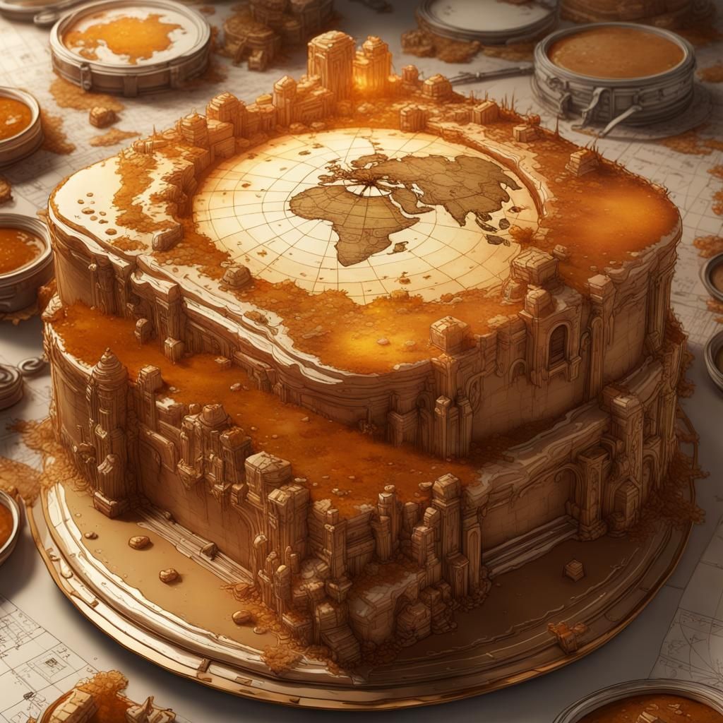 Magical Honey Cake with World Map