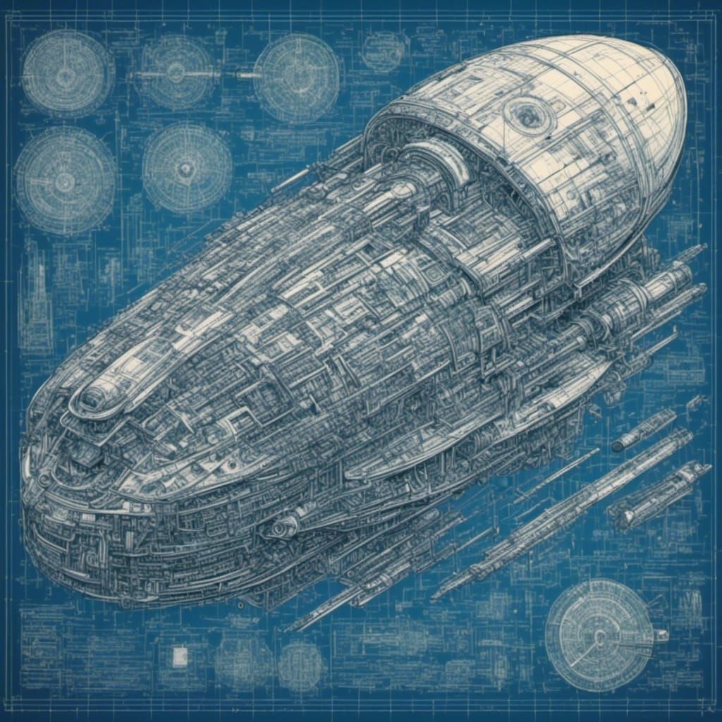 Detailed Blueprint of an Alien Spacecraft