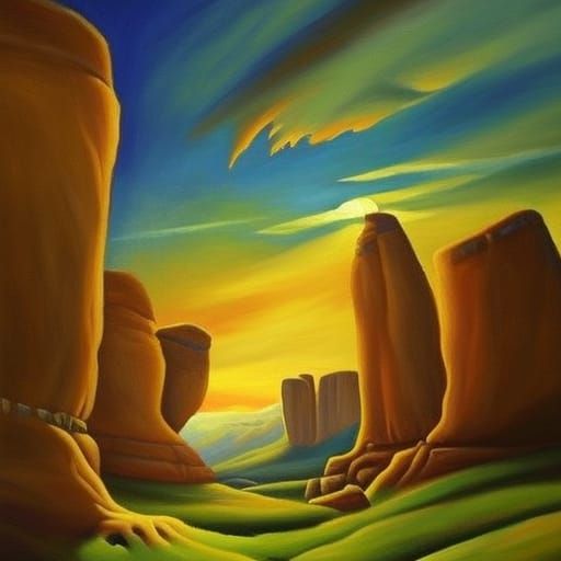 Stonehenge in Expressionist Abstract Style