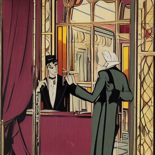 Art Deco Vampire Fails to Drink from Mannequin