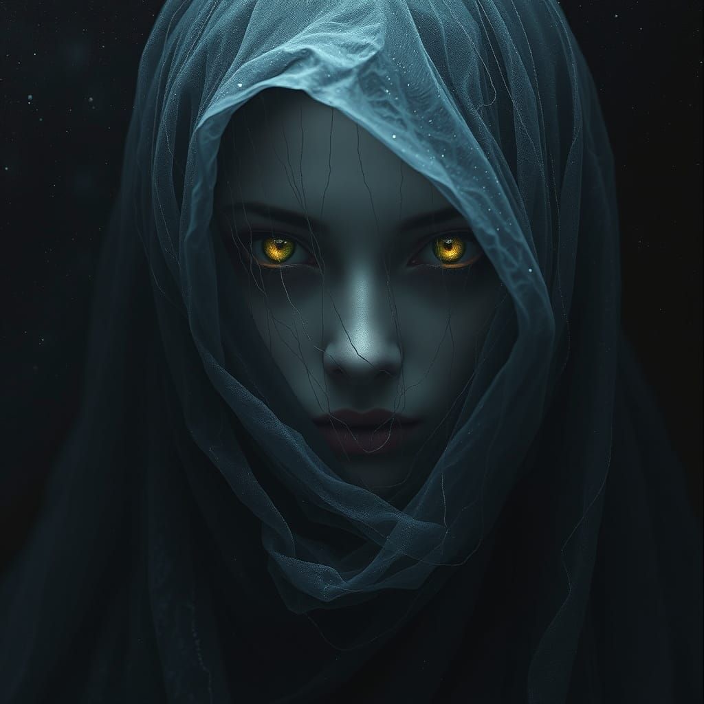 Mysterious Lady of Shadows with Piercing Eyes