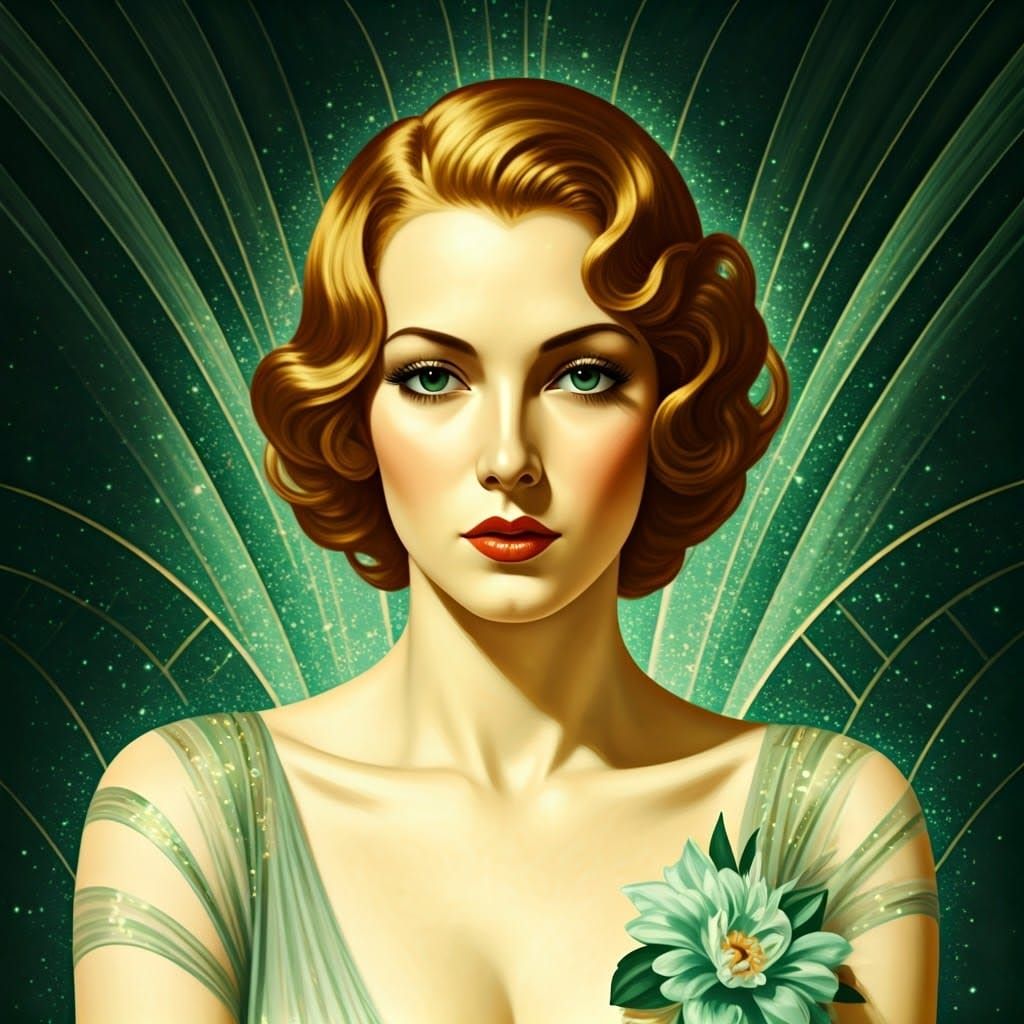 self portrait, Tamara de Lempicka, ART DECO, sparkling stars...