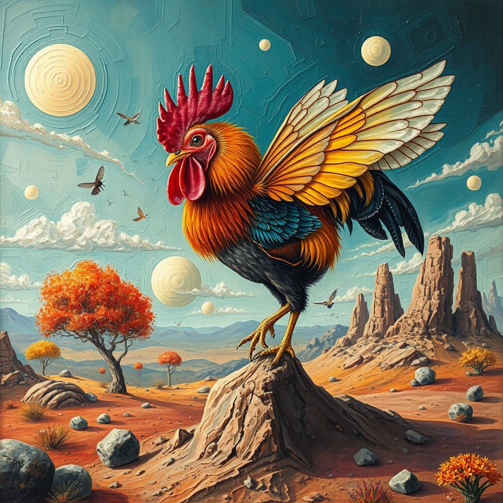 Surreal Autumn on Mars in Impasto Style