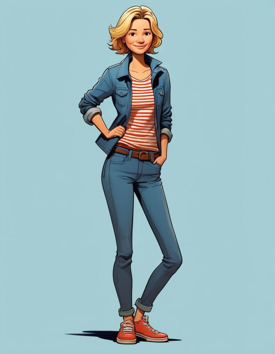Virginie Efira Cartoon in Pixar Animation Style