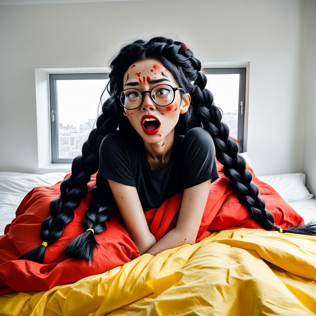 Girl with Braids and Red Highlights