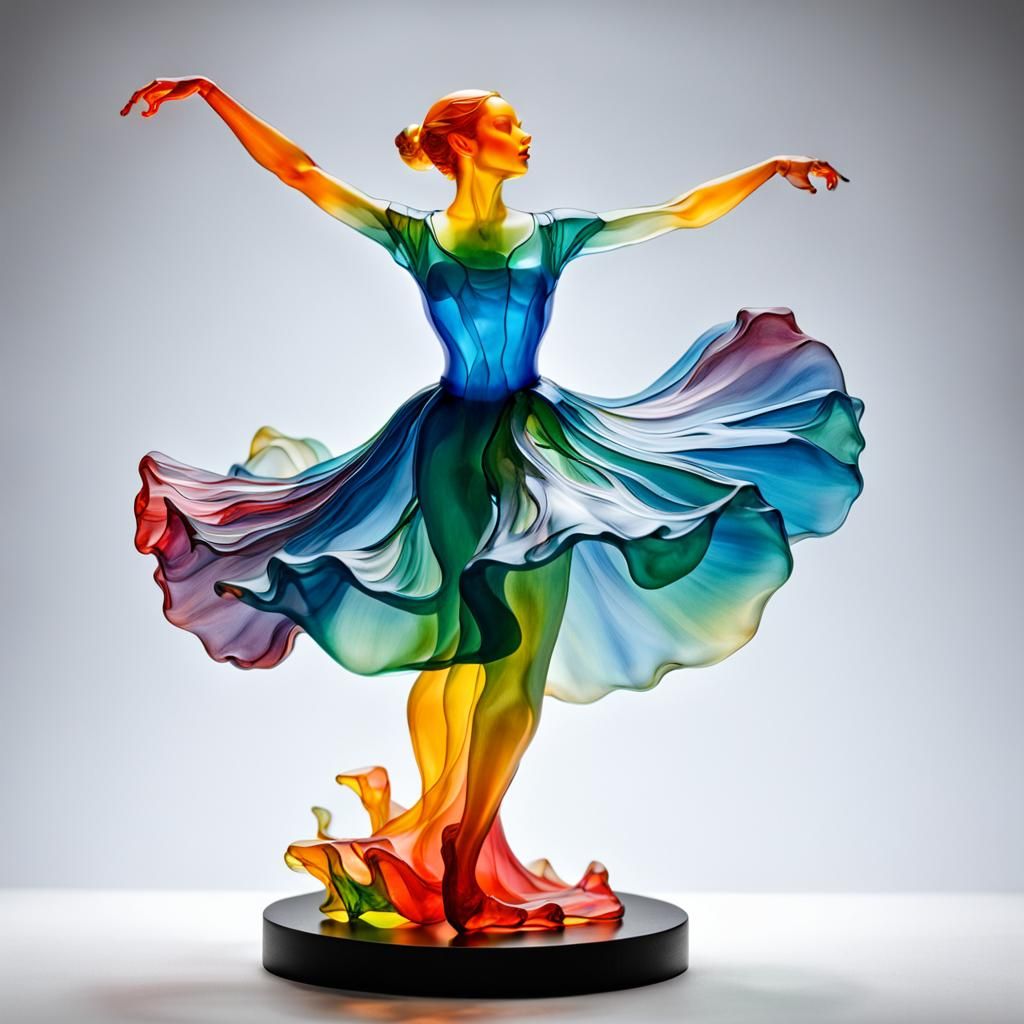Vivid Jelly Sculpture of Dancing Woman, Impressionistic Styl...