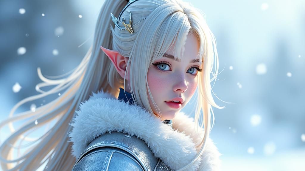 Icy Female Warrior in 3D Anime Art