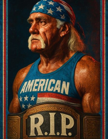 Wrestling Legend Portrait in Classic American Style