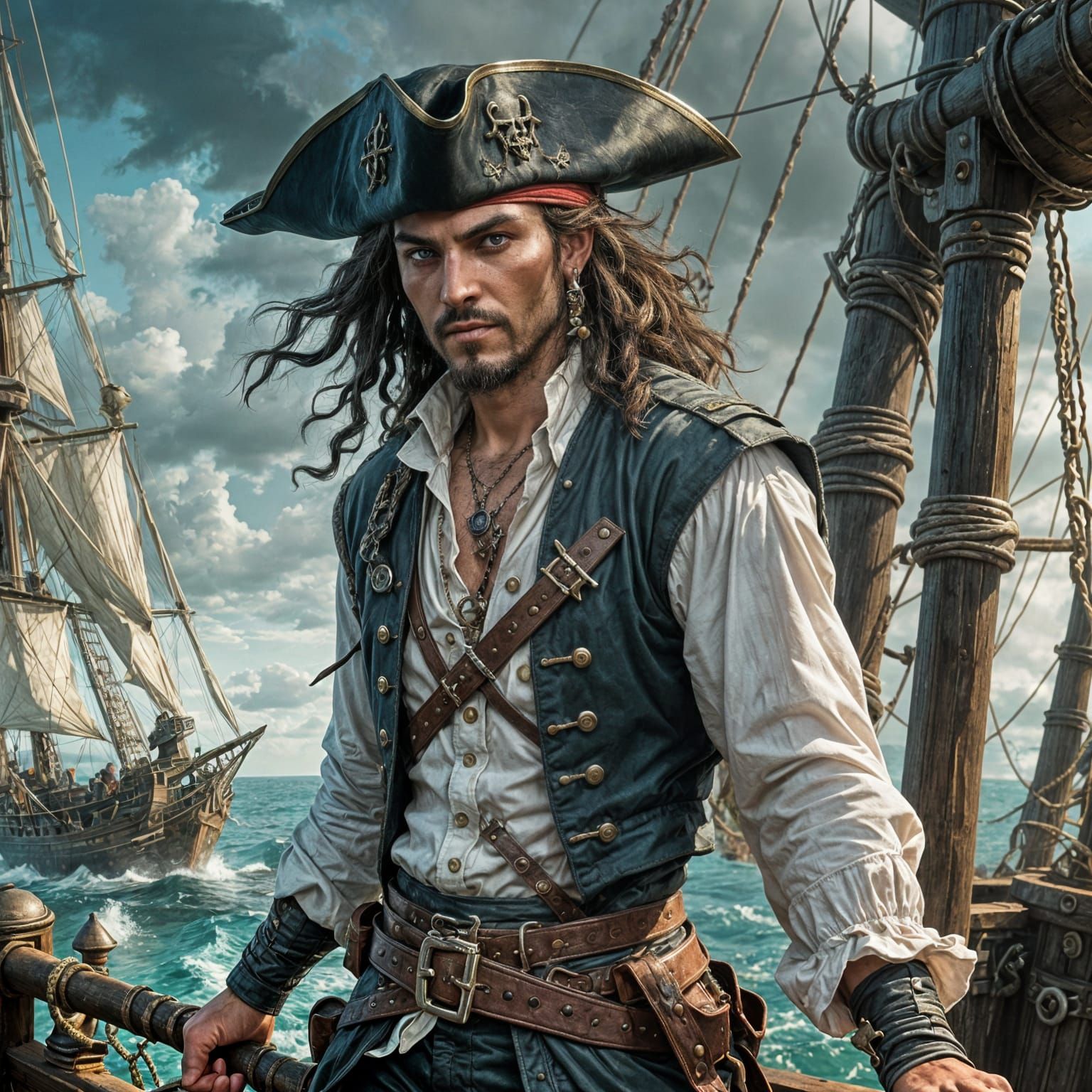 Fearsome Pirate Captain in Gothic Fantasy Style