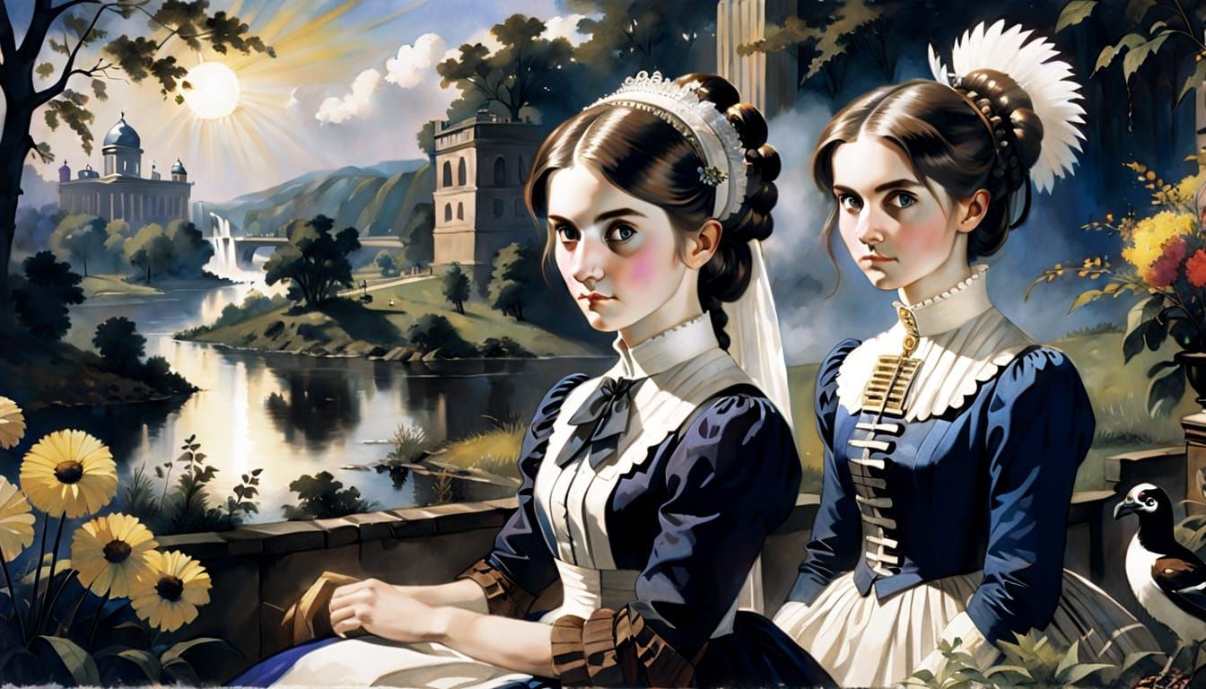 Vibrant Pop Art Steampunk Portrait in Watercolor Style