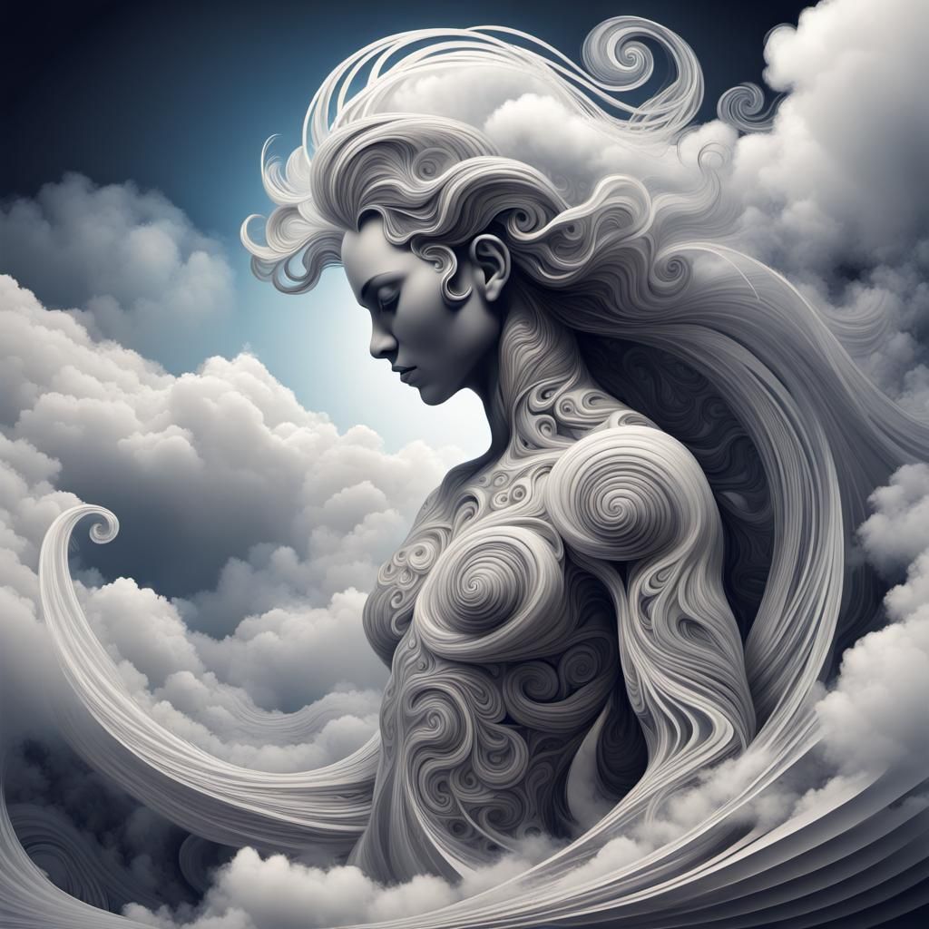 Dramatic Cloud Person Harnessing Swirling Wind