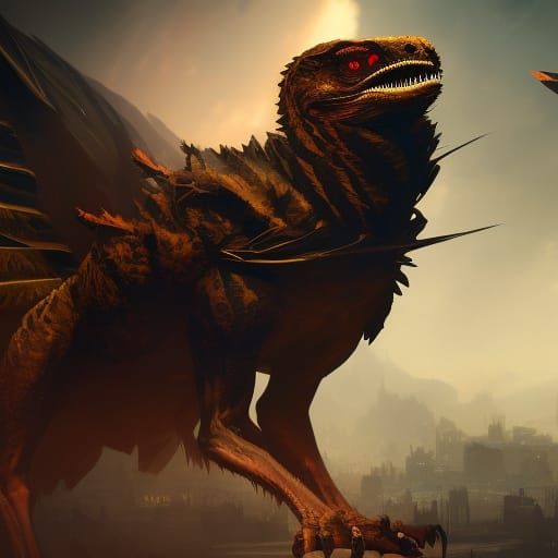 Raptor in Dark Fantasy Style, 8K