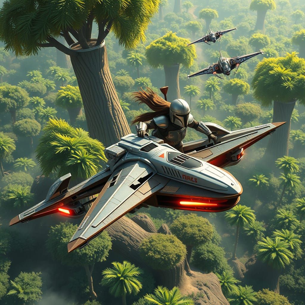 Jedi Knight on Speeder Bike Defends Kashyyyk