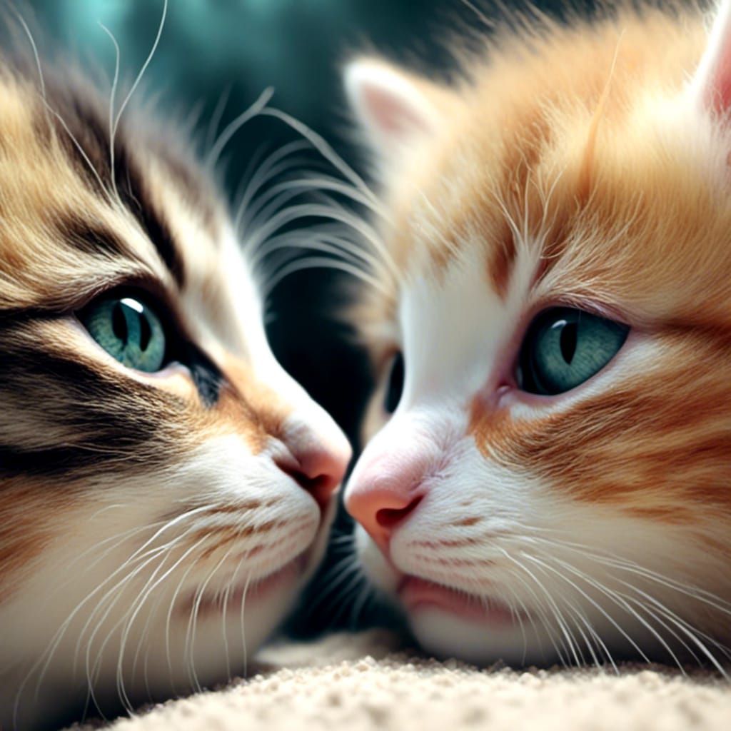 Two Kittens Nose to Nose