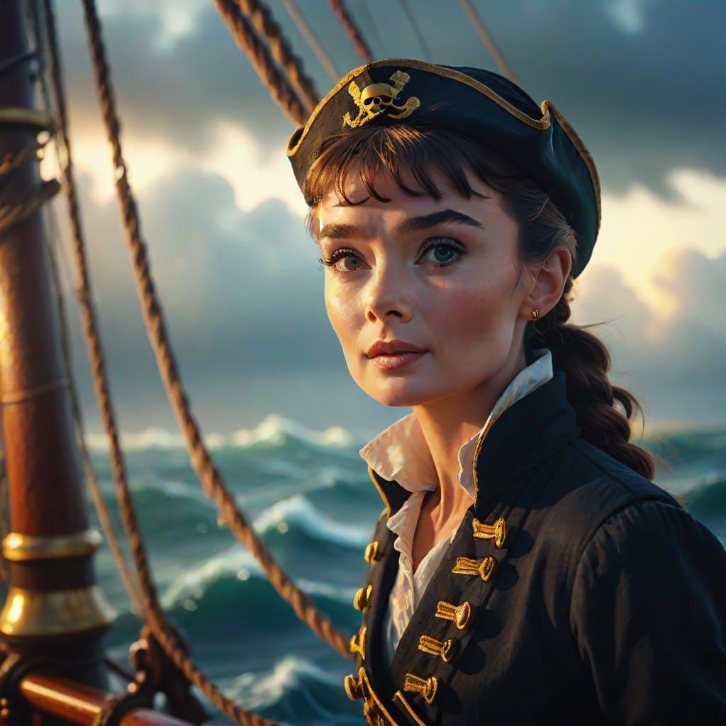 Pirate Captain in Stormy Sea: Cinematic Digital Art