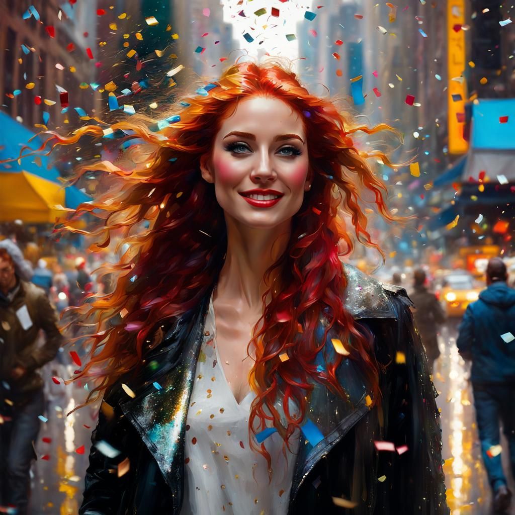 Joyful Confetti Celebration in New York, Fine Art