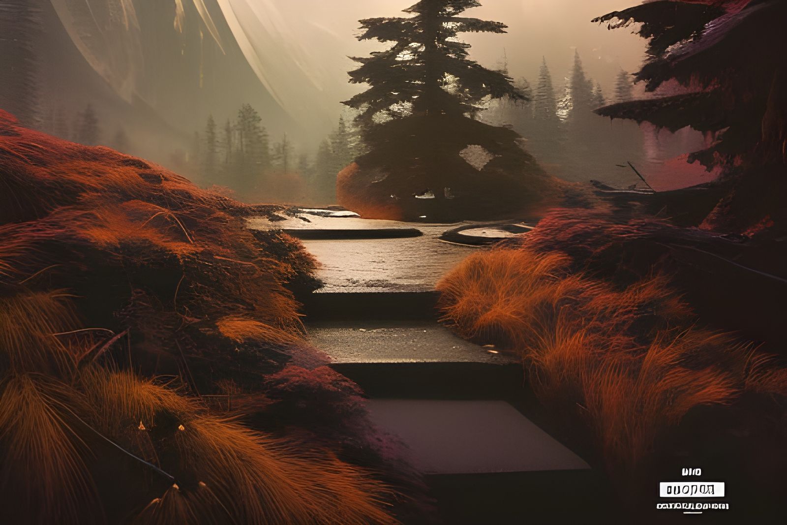 Snowy Mountain Valley: Detailed Matte Photography