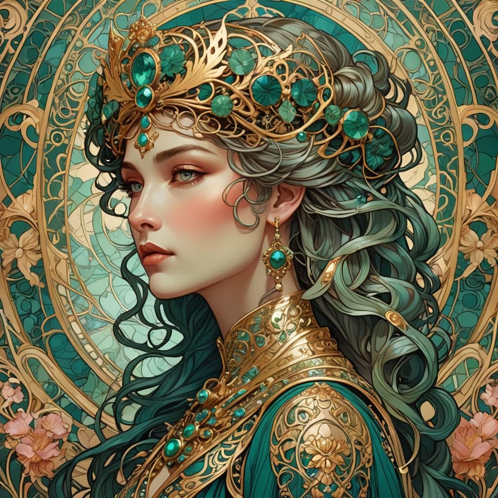 Queen Atlanna in Art Nouveau Imperial Fashion