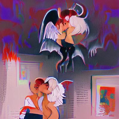 Angel and Demon Embrace