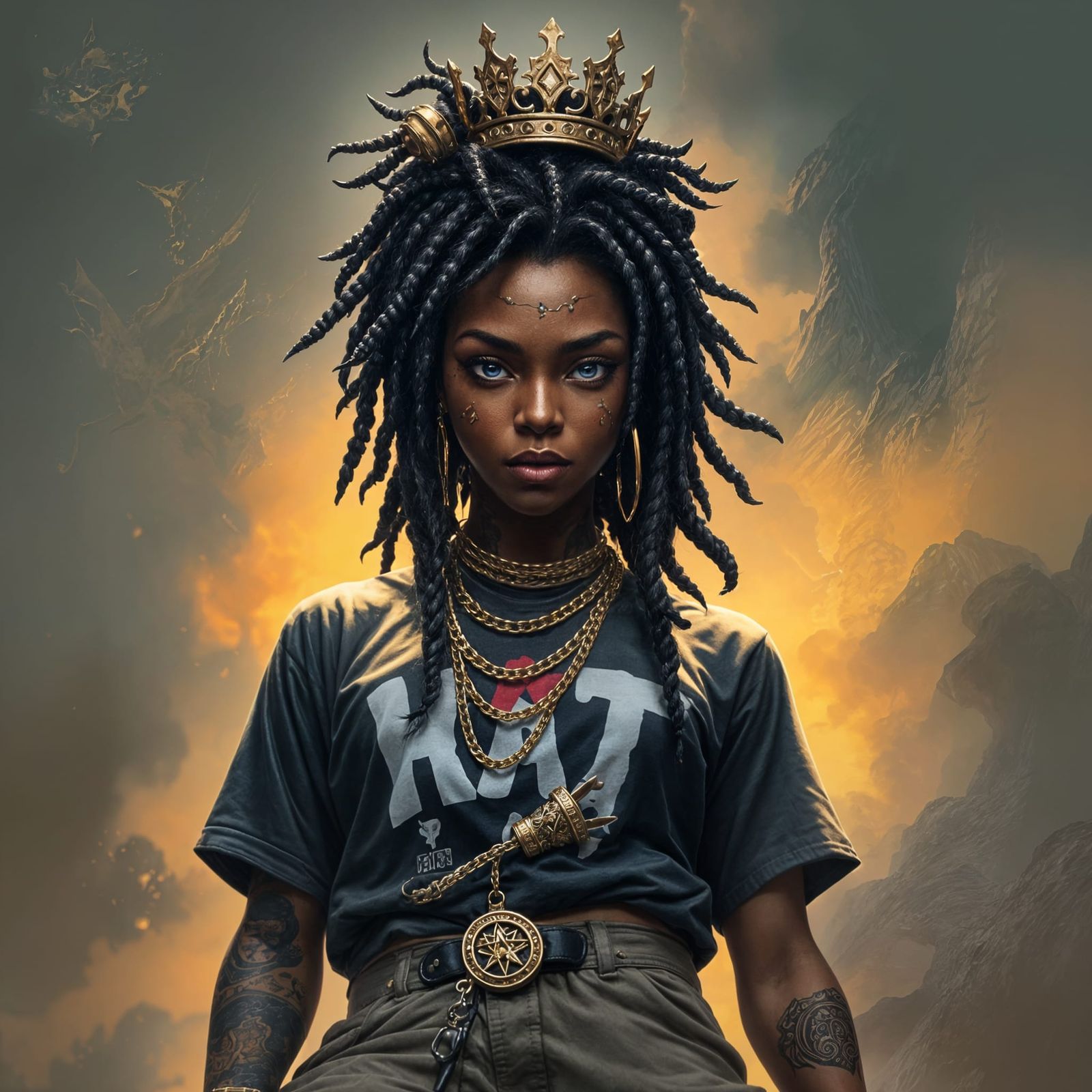 Fantastical Rapper Goddess in Detailed Matte Painting