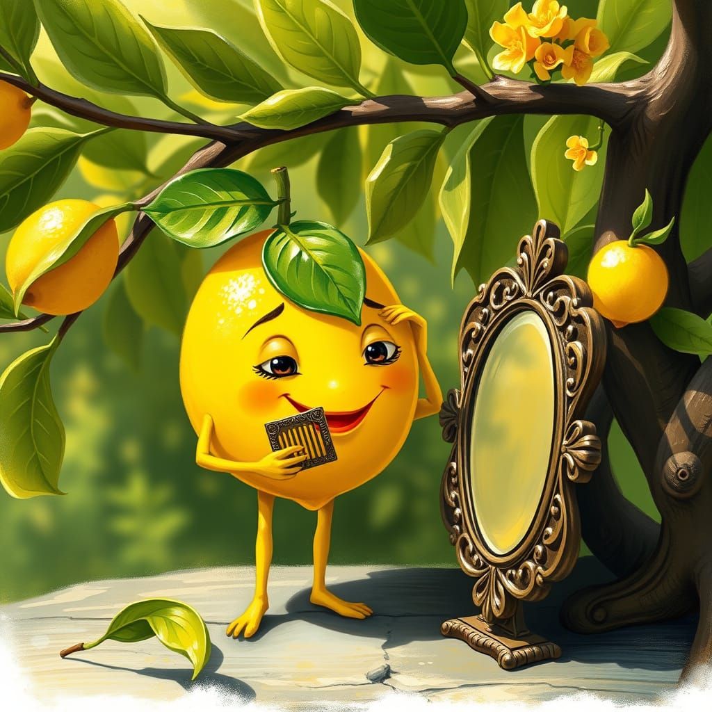 Whimsical Lemon Fairy in Sunshine Yellow and Emerald Green