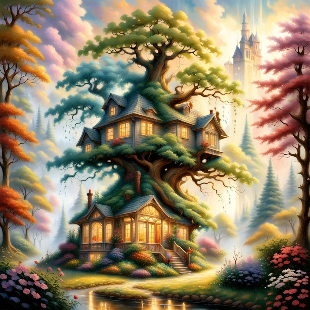 Ethereal Treehouse: Modern Home Embraced by Ancient Tree