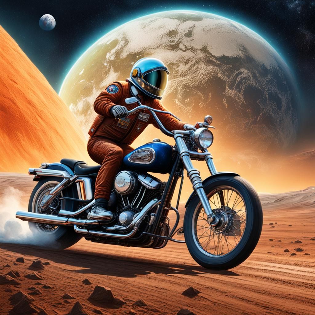 Biker on the Moon: Hyperrealistic Space Art